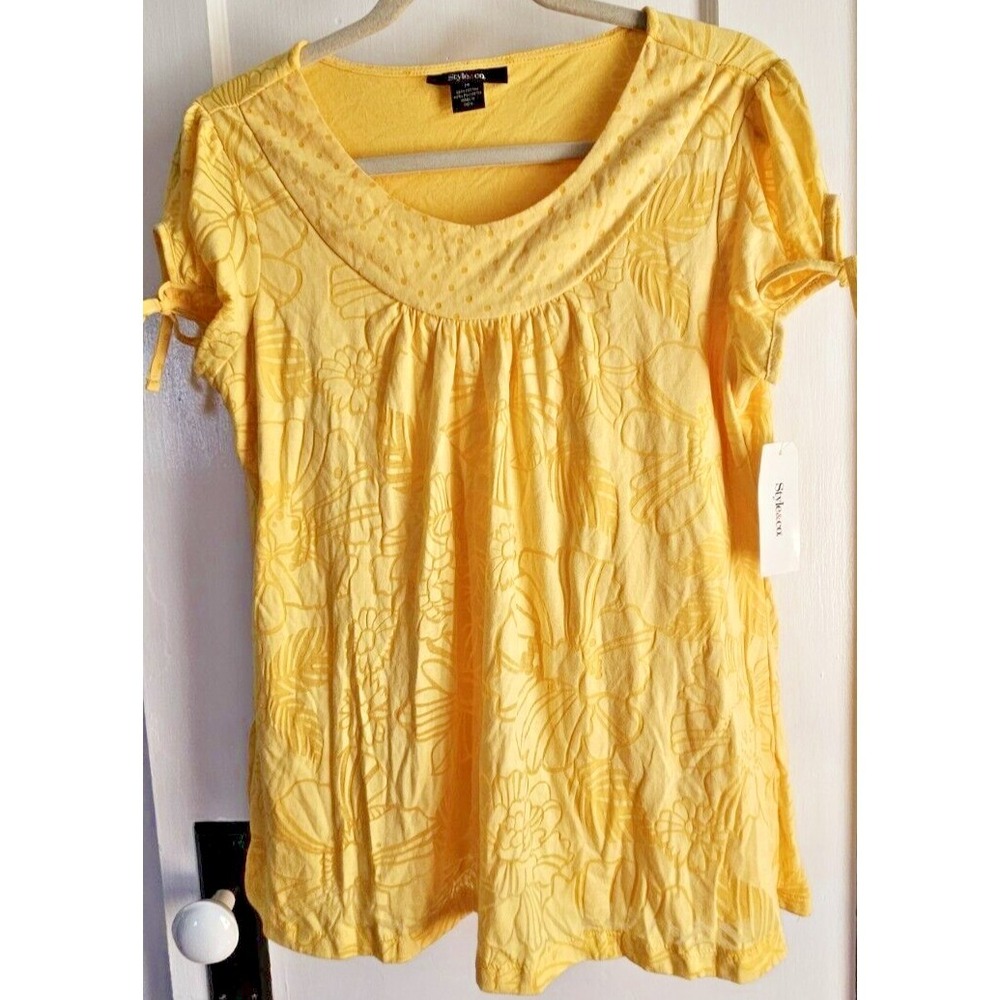 NWT Style & Co WOMEN Sz M BAJA II sunlight floral burn out blouse fully lined